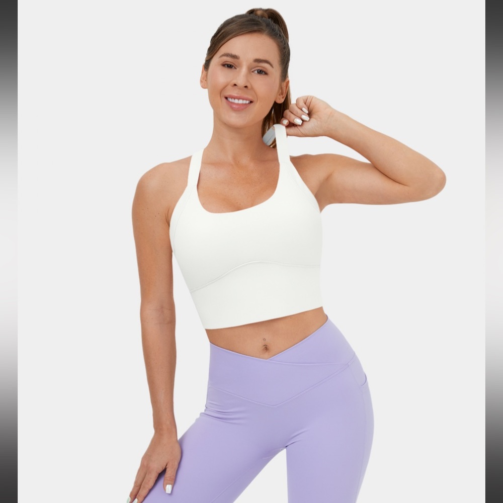 Halara Softlyzero™ Plush Backless Cut Out Twisted Cropped Yoga Tank - White